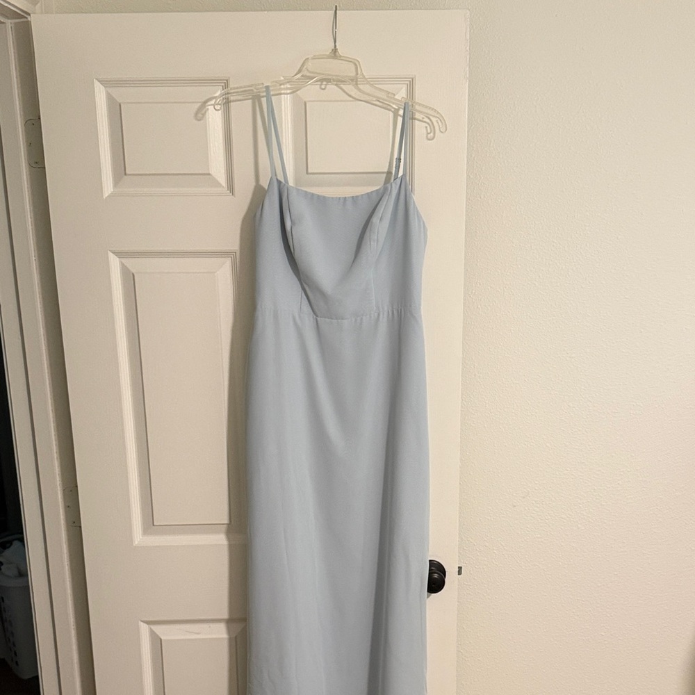 Azazie Light Blue Maxi Dress with Spaghetti Straps